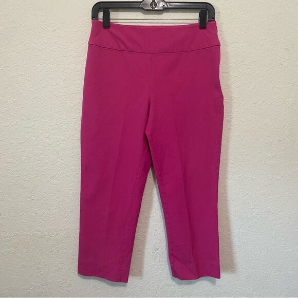 Boston Proper Fuchsia Pink Capri's Side Zip Stretch Size 6 - Picture 1 of 8